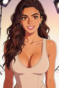 Same woman anime studio headshot, consistent face and hair