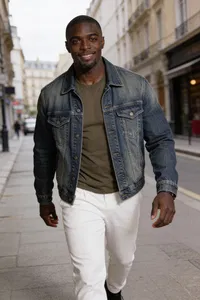 Same woman street-style walking Instagram photoshoot