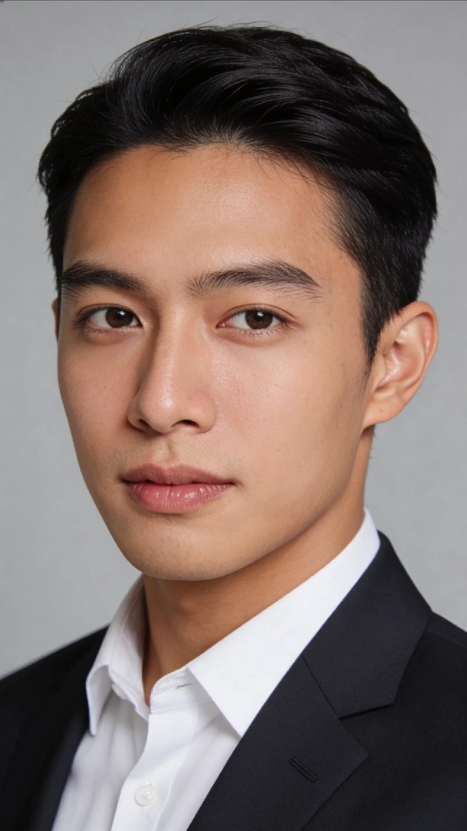 Southeast Asian man studio headshot, crisp modern corporate portrait