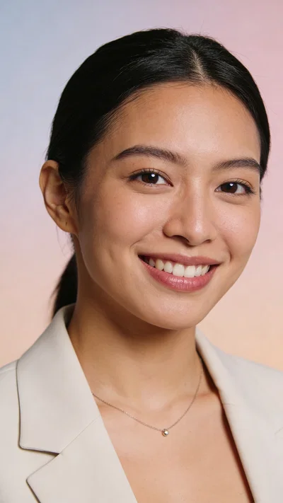Southeast Asian woman studio headshot for personal branding photos