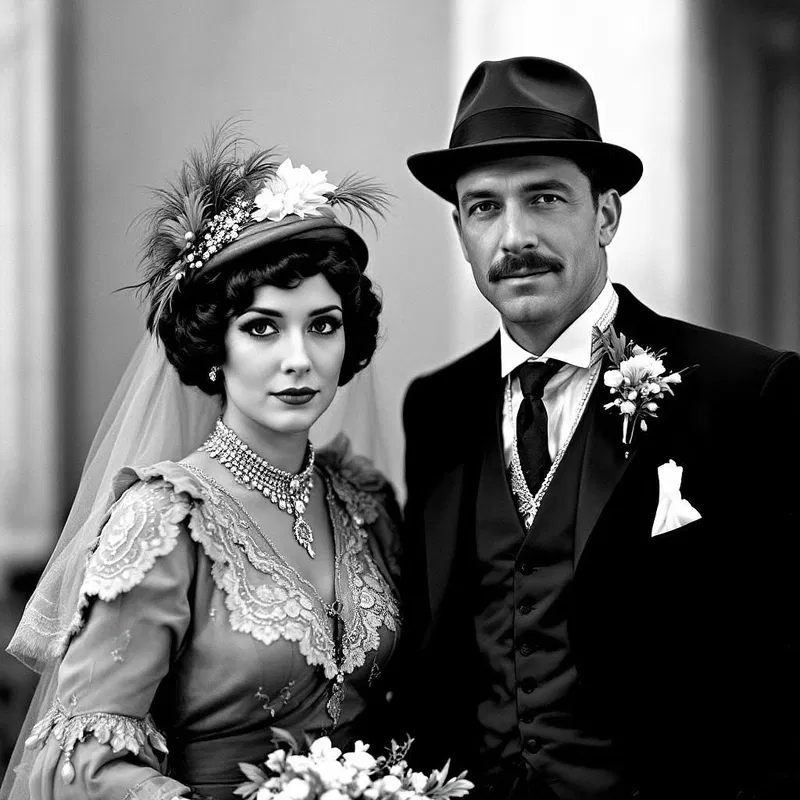 Elegant 1920s wedding attire