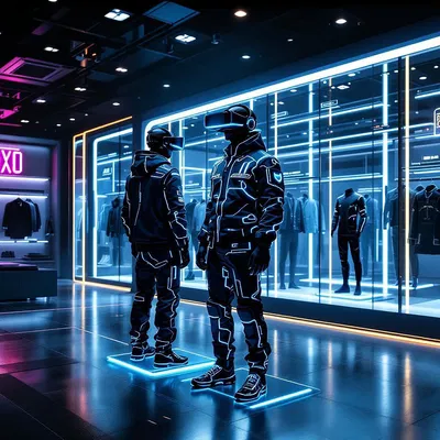 Futuristic clothing store virtual reality