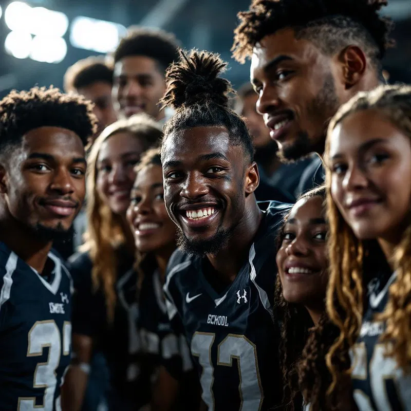 AI-enhanced high school sports team photo