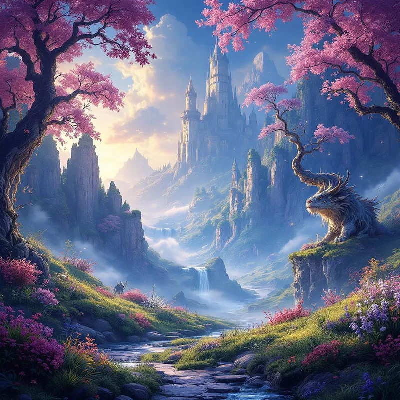 AI-designed magical fantasy landscape