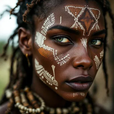 Realistic AI depiction of tribal face paint