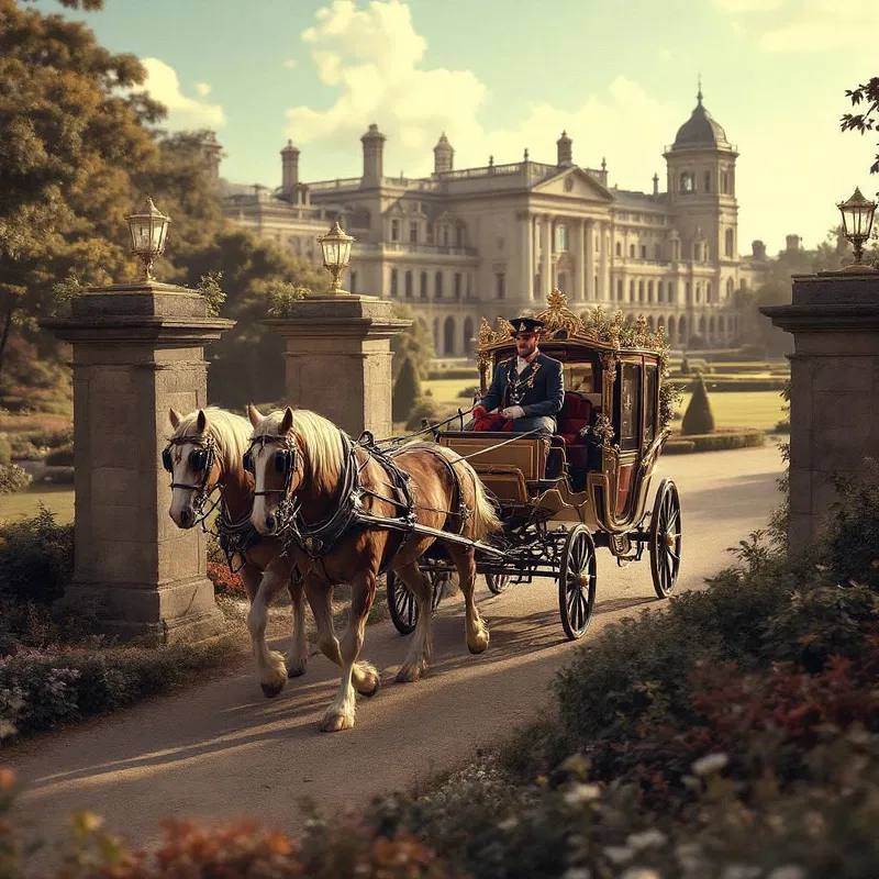 Classic horse-drawn carriage in estate