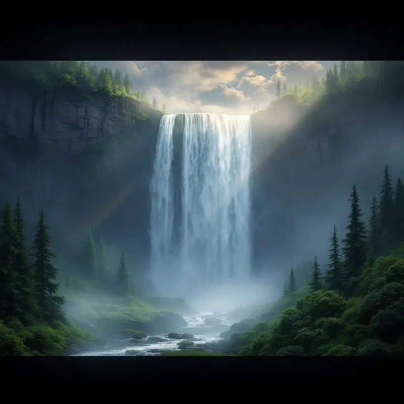 3D rendering of a majestic waterfall