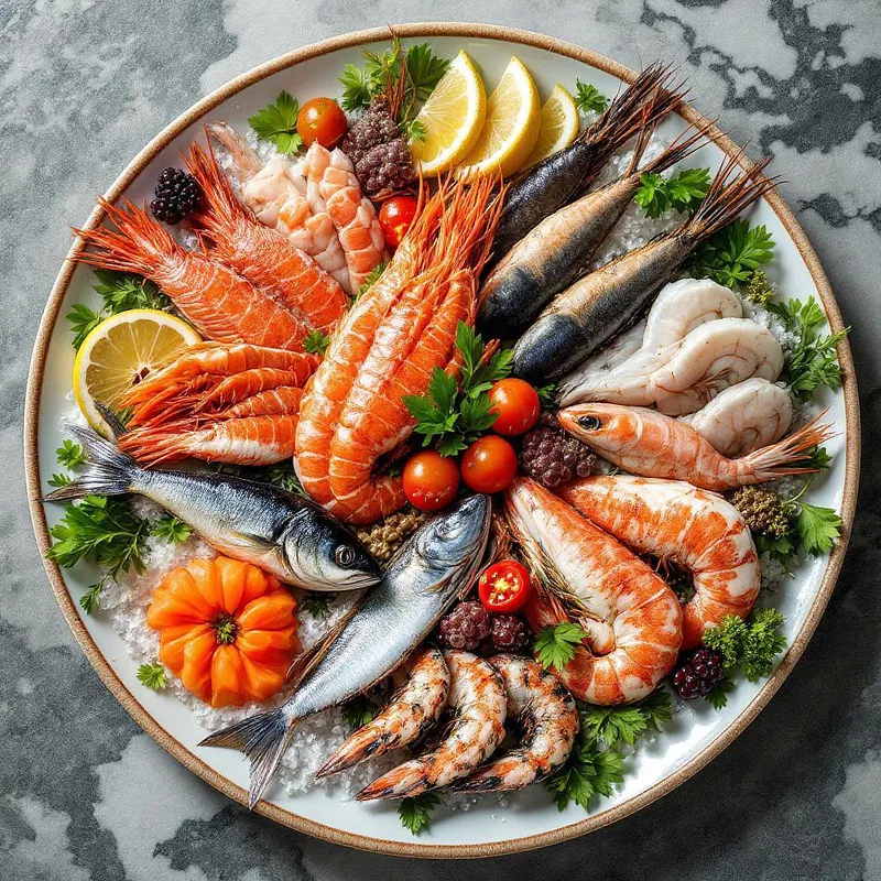 Artful AI-enhanced seafood platter