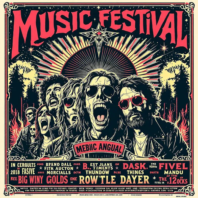 Retro festival poster with music theme