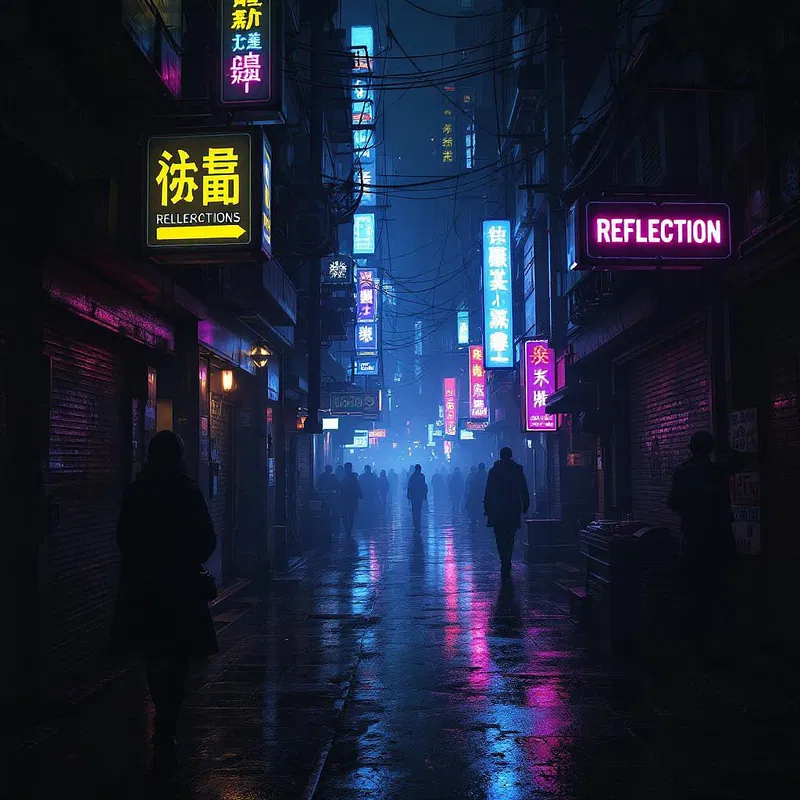 Cyberpunk dystopian reflections