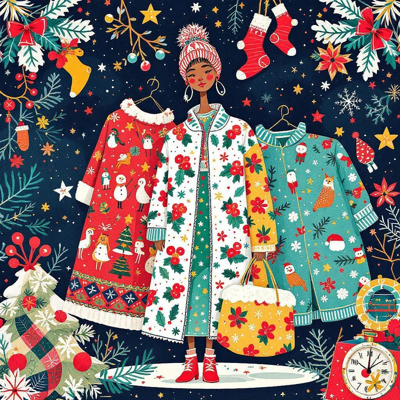 AI-designed Christmas fashion illustration