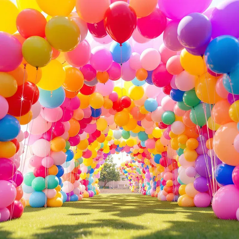 Festive AI-generated balloon arch for birthday parties