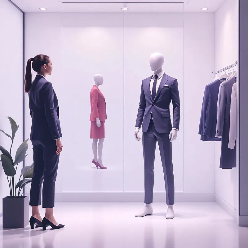 User exploring virtual fitting room