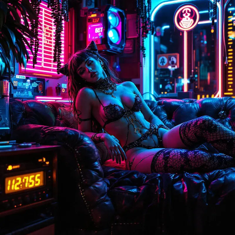 Avant-garde cyberpunk boudoir art