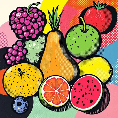 Pop Art style fruits illustration