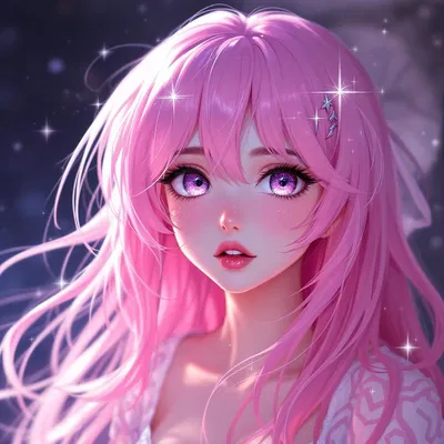 AI generated portrait of a serene anime character with pink hair