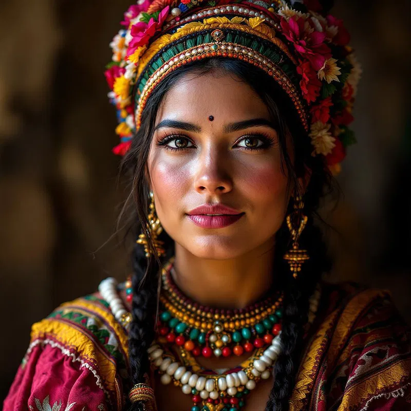 AI image of South American woman in traditional costume