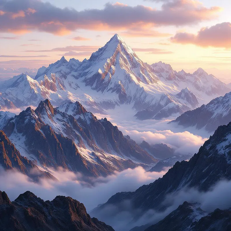 3D rendering of majestic mountain range