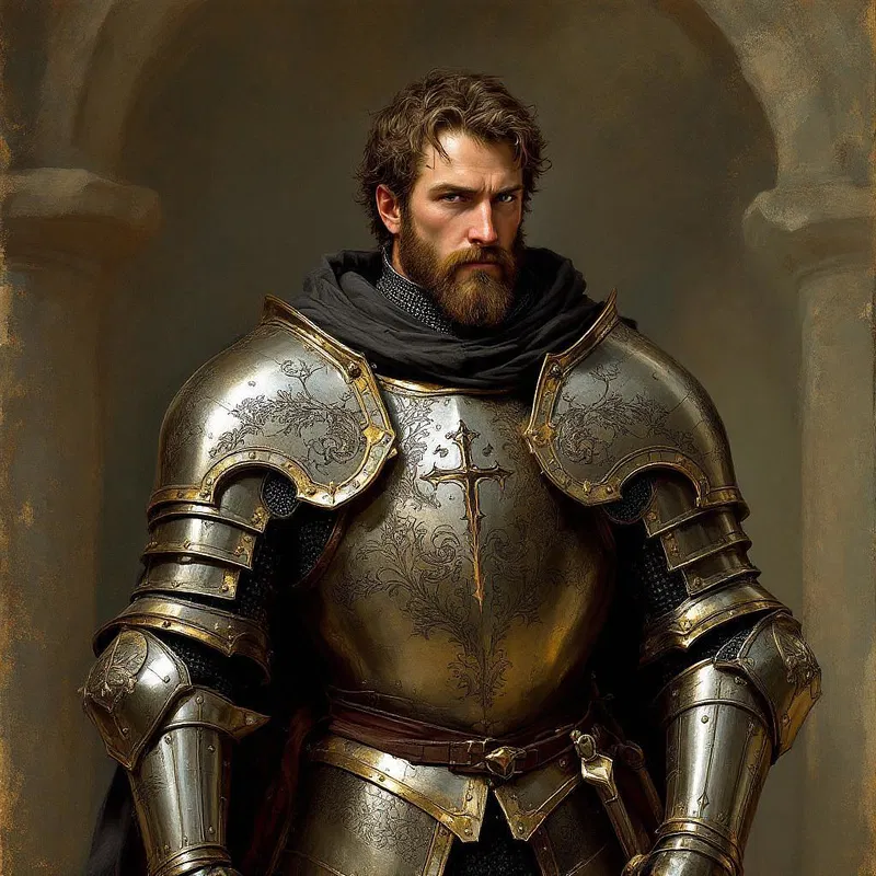 Knight in shining armor Renaissance style portrait