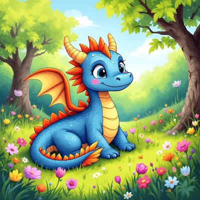 Friendly dragon illustration for a children's book