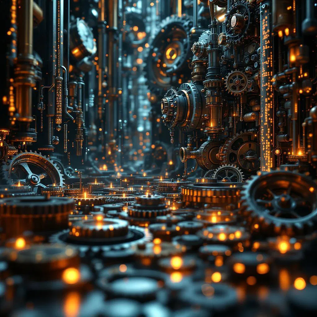 AI algorithm designing steampunk machinery