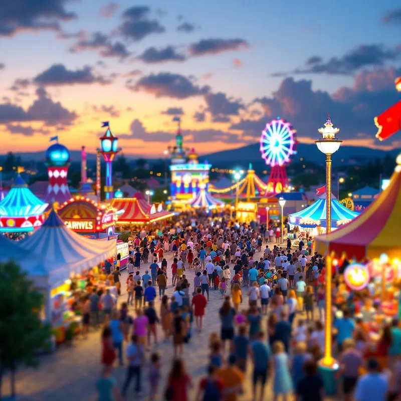 3D rendering of a lively carnival scene