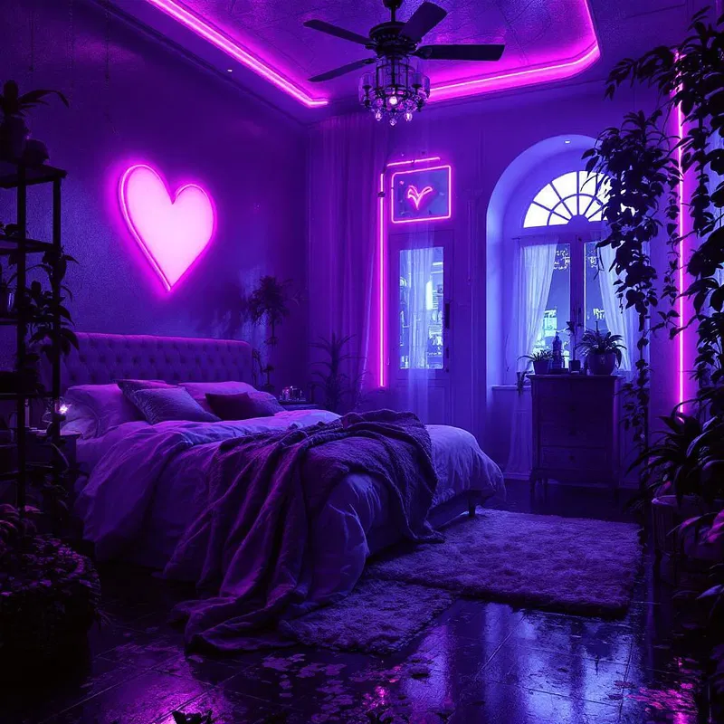 Cyberpunk-themed boudoir illumination