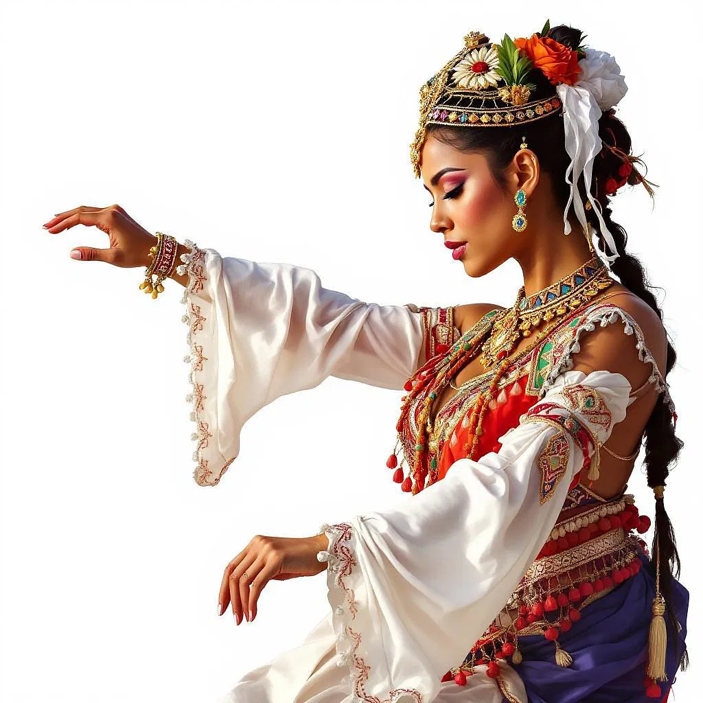 South American woman with traditional dance outfit