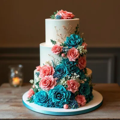 AI-crafted wedding cake with colorful fondant design