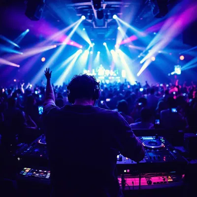 A DJ playing music in an underground Berlin club