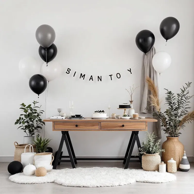 Minimalist birthday party set up