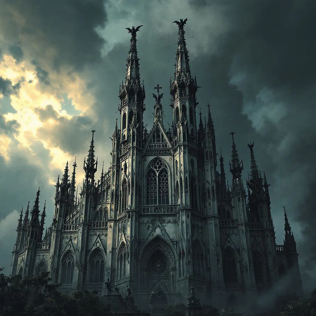 Gothic cathedral with gargoyles