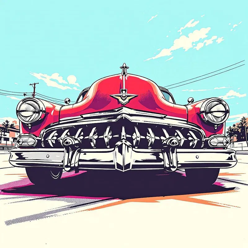 Pop Art styled classic car illustration