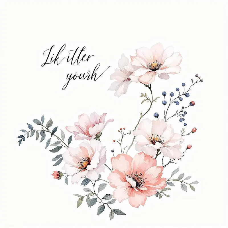 Floral themed calligraphy art on pastel background