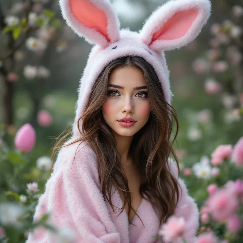 Enchanting AI Easter image with alluring woman