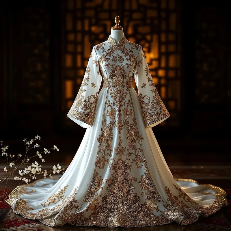 AI-generated image of a traditional Chinese wedding dress