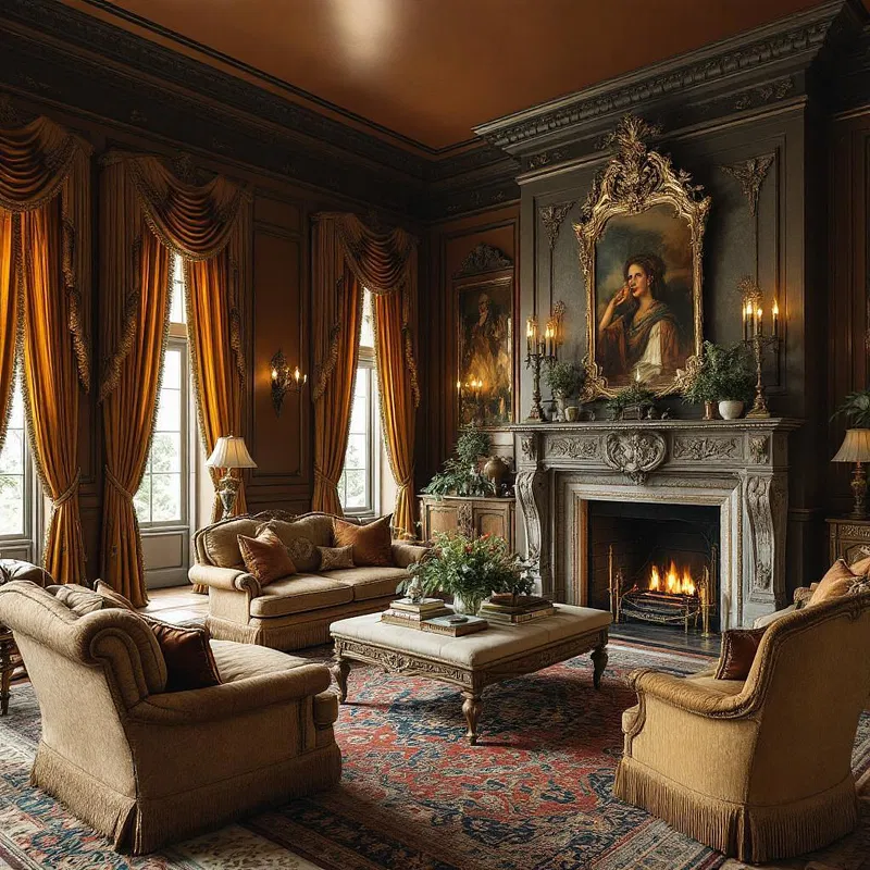 Opulent living room with vintage decor