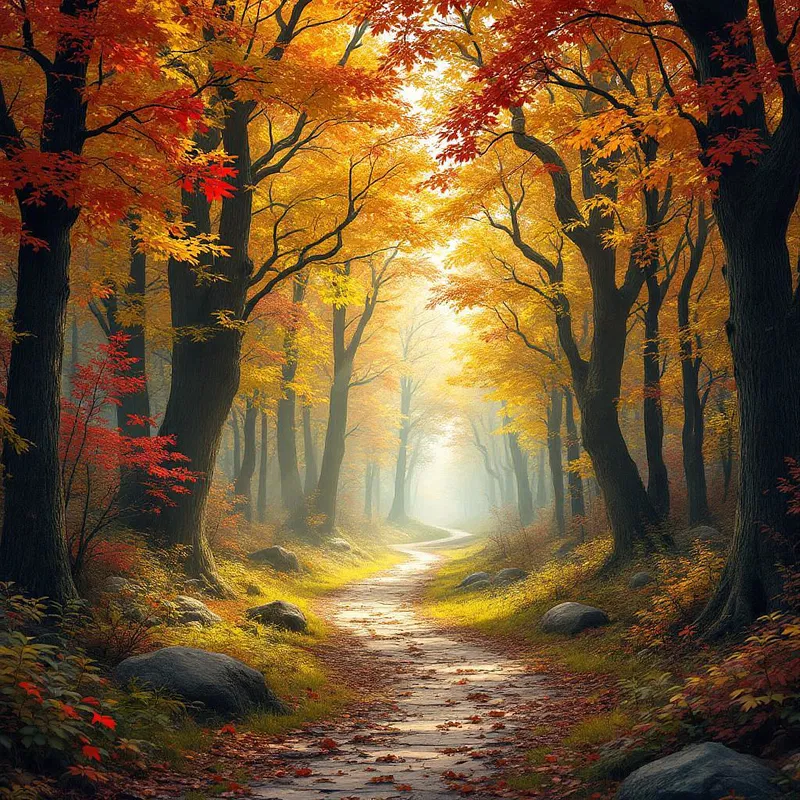 AI-designed autumn forest with vivid colors