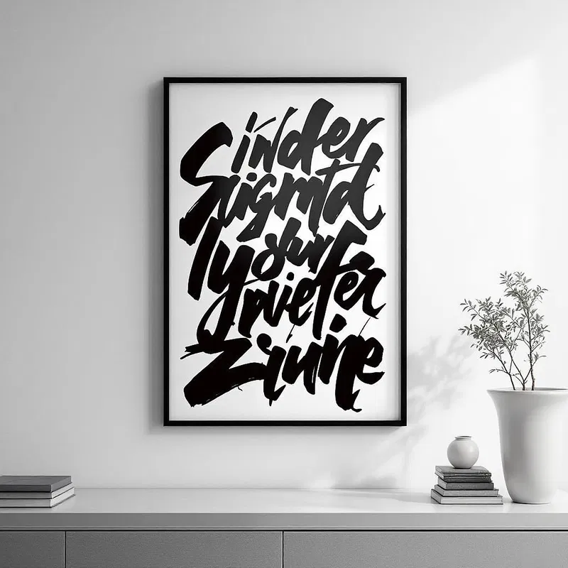 Bold calligraphy framed art piece