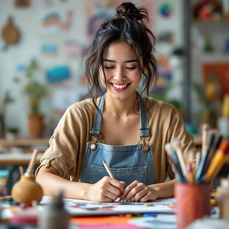 Young Asian woman in a creative studio