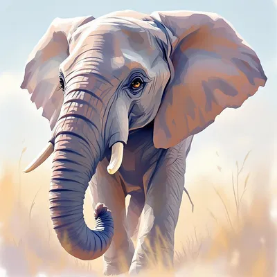 AI-painted portrait of a gentle elephant