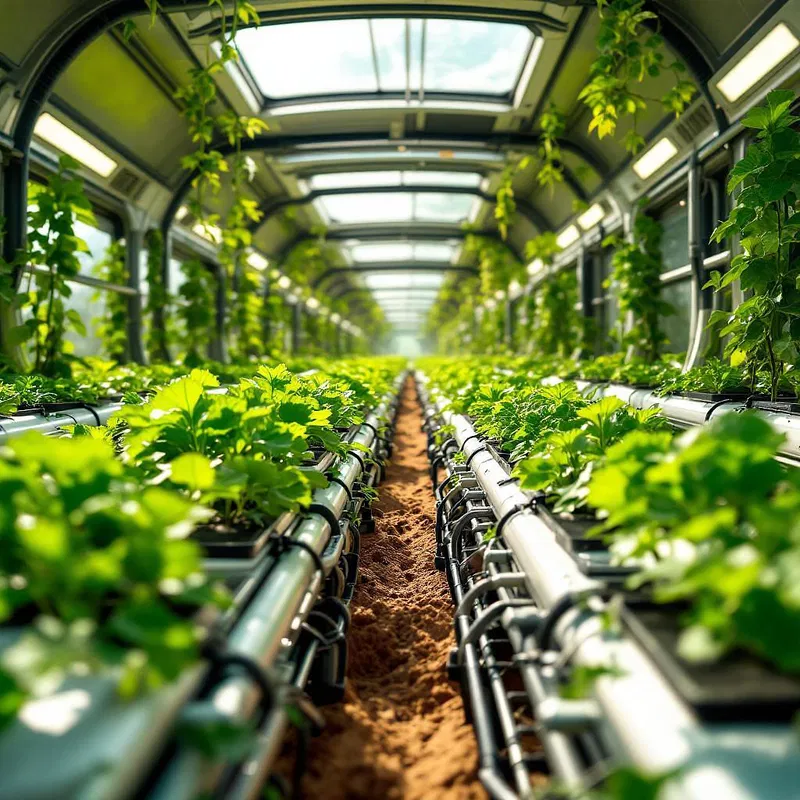 Martian farm with hydroponics