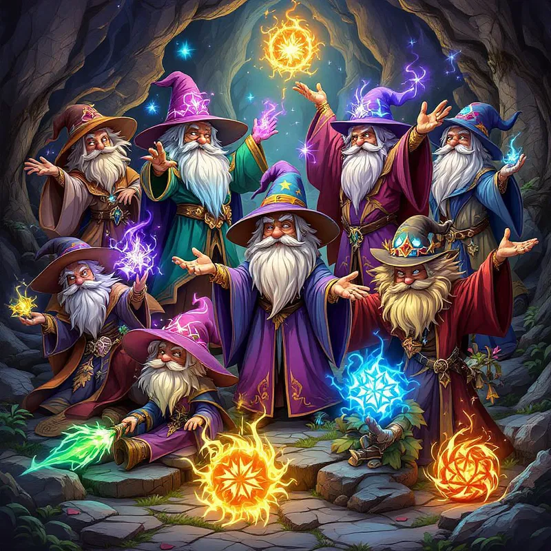 Fantasy world with various wizard attire