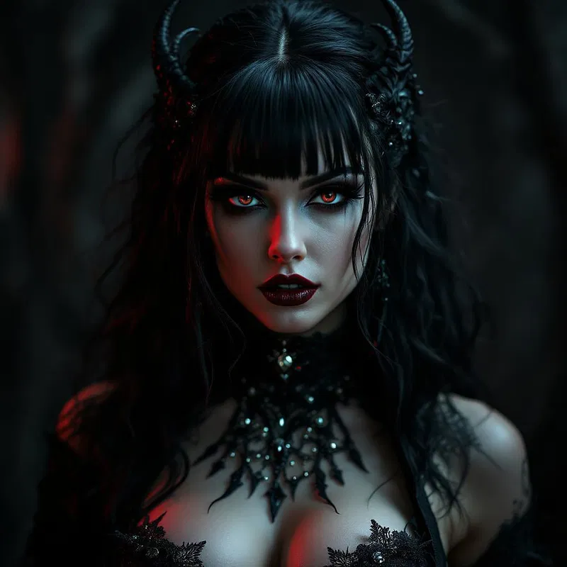 Vampire temptress in gothic attire