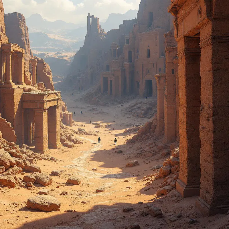 Desert with ancient ruins