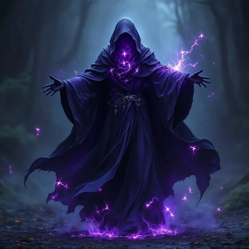 Mystical cloak with runes glowing