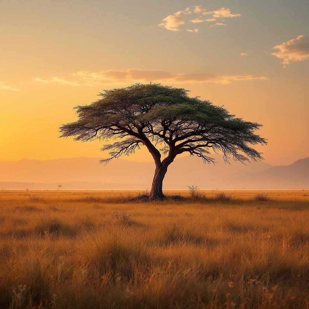 A lone tree in a sprawling savannah