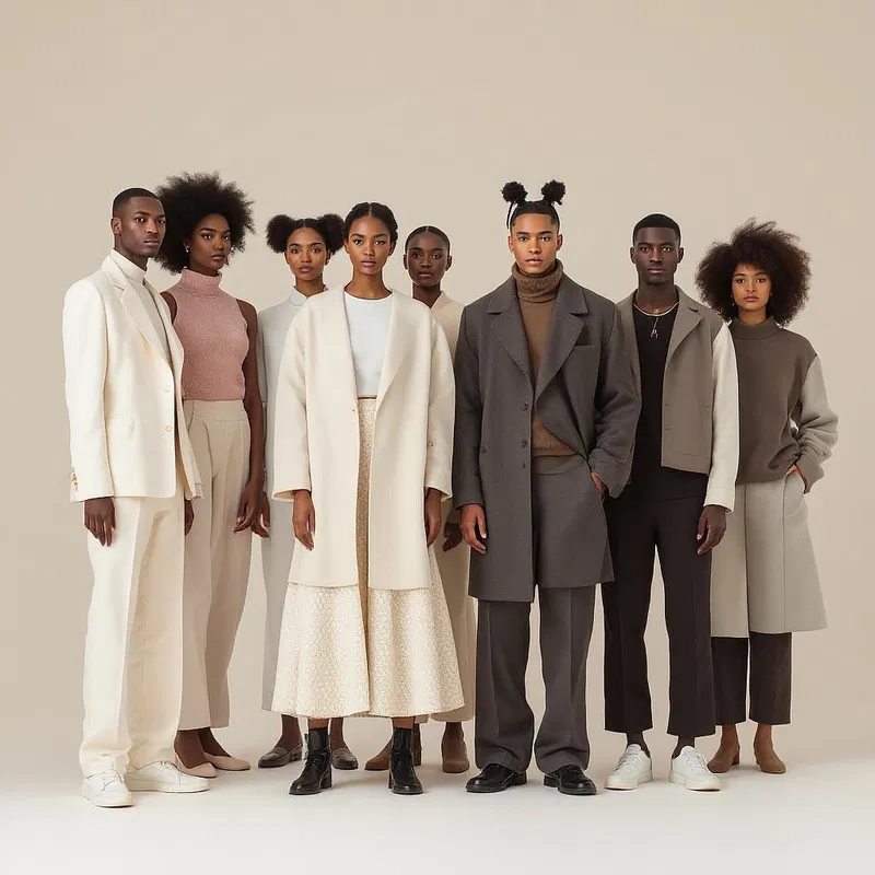 AI-designed fashion collection lineup.