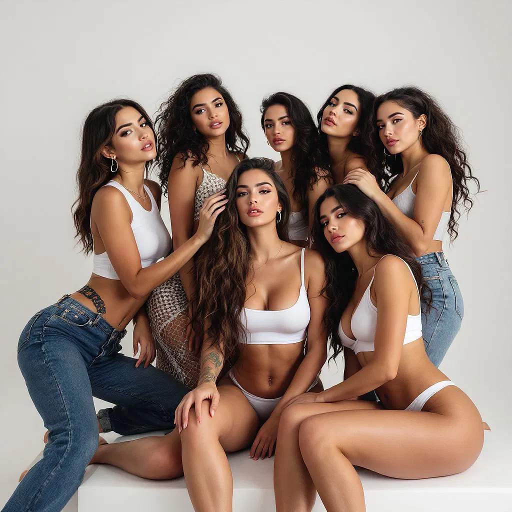 Latinas in dynamic photoshoot influenced by AI tech