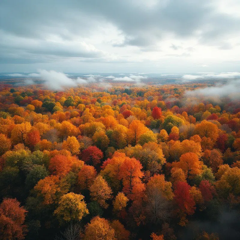 Vibrant woodland transformation over seasons